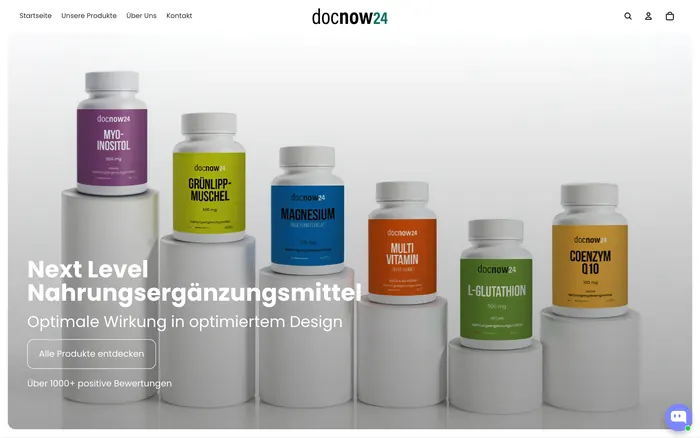 Startseite des DocNow24-Shops für Nahrungsergänzungsmittel