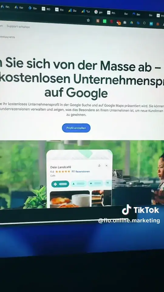 Google-Seite zum kostenlosen Unternehmensprofil mit einem Beispielprofil