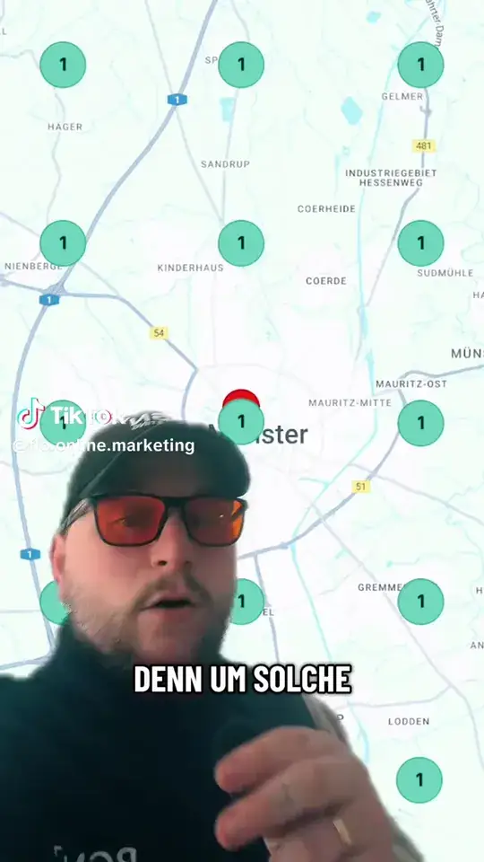 Kartenansicht mit Positionsmessung und eine Website im Aufbau